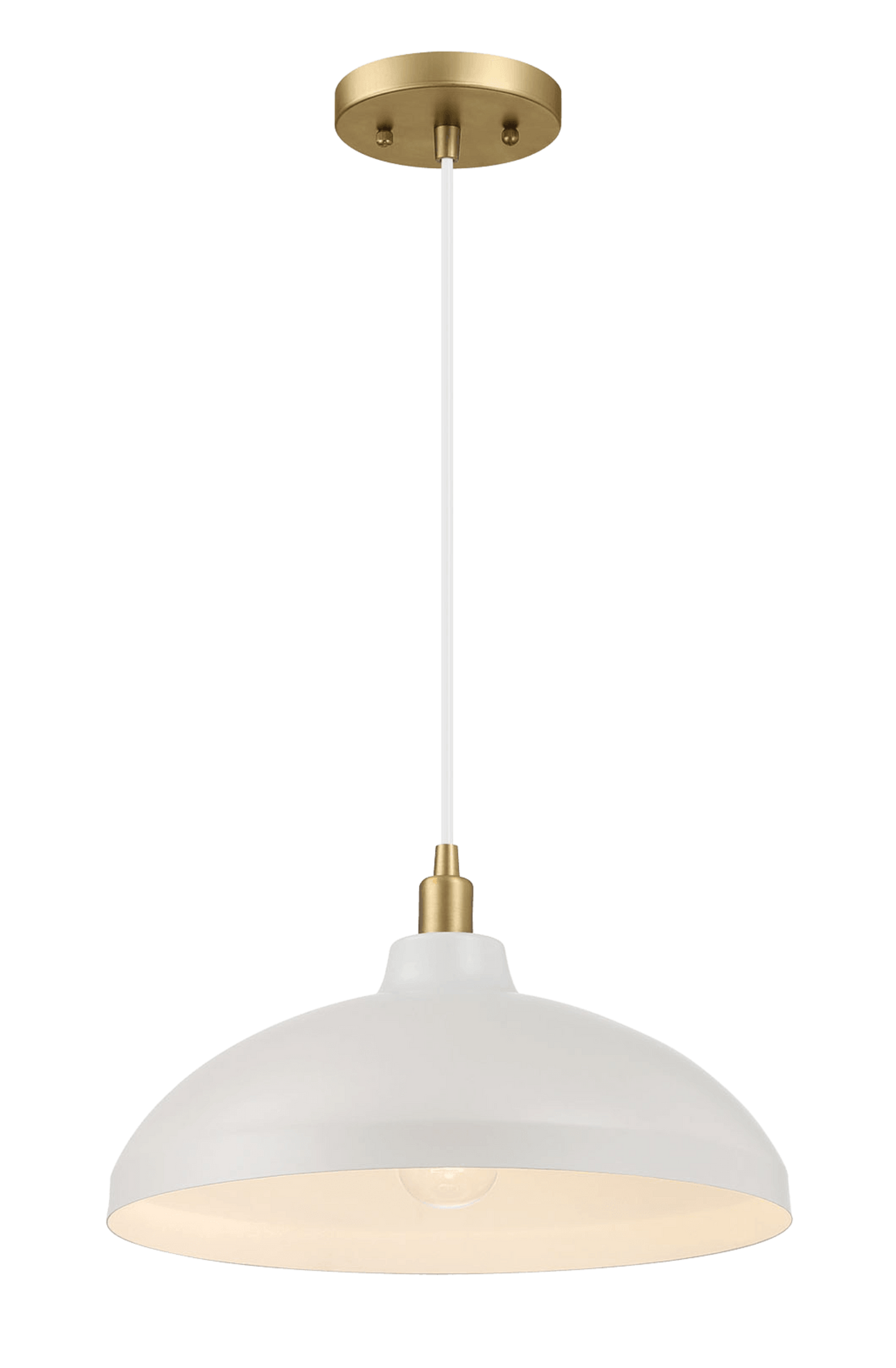 Astral Single Light White Pendant Lamp with Golder Brass Finish for Entrance Kitchen Island 14"D × 8"H