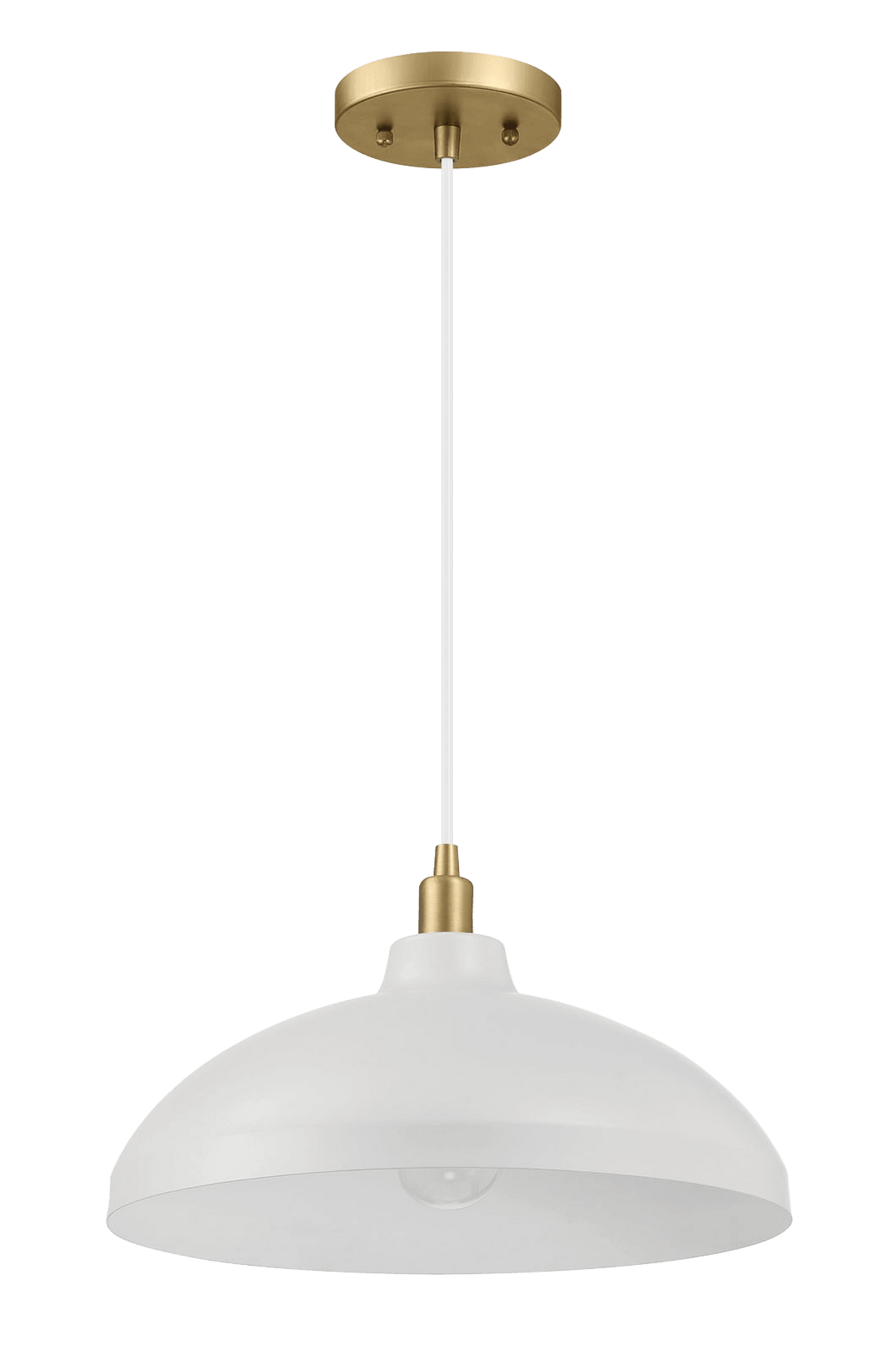 Astral Single Light White Pendant Lamp with Golder Brass Finish for Entrance Kitchen Island 14"D × 8"H