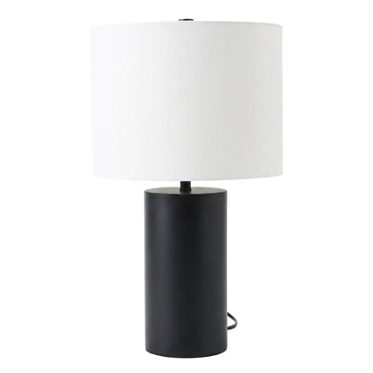 Aura Black Table Lamp with On/Off Switch Black Block Base
