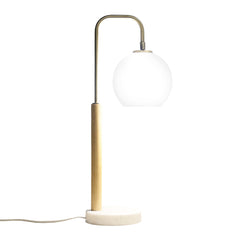 Auris White Globe Lampshade Table Lamp with Marble Base