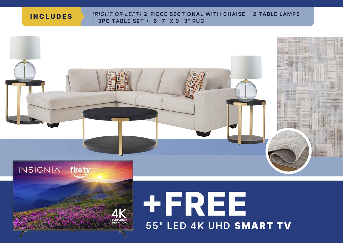 Free Smart TV + Aviemore 8PC Sectional Package