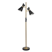 Axis Brassed Gold Floor Lamp with 4-Way Switch Double Spots with Metal Base