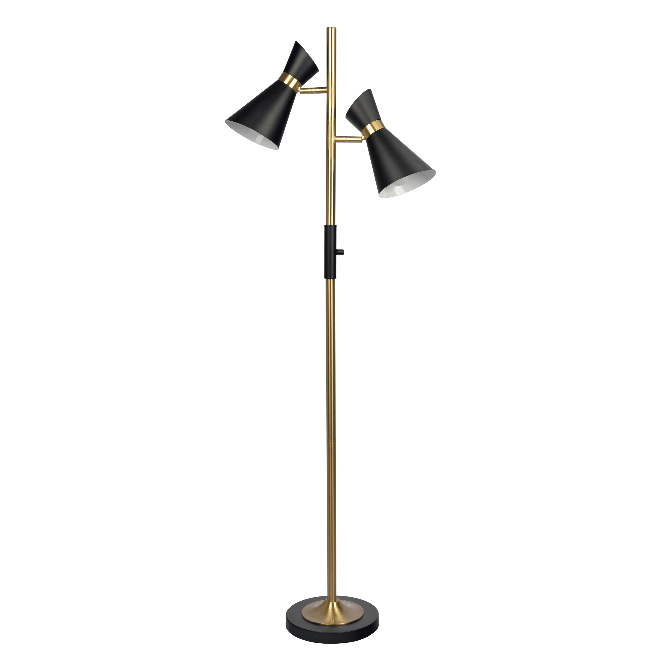 Axis Brassed Gold Floor Lamp with 4-Way Switch Double Spots with Metal Base