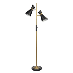 Axis Brassed Gold Floor Lamp with 4-Way Switch Double Spots with Metal Base
