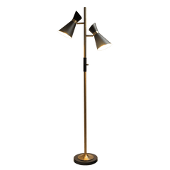 Axis Brassed Gold Floor Lamp with 4-Way Switch Double Spots with Metal Base