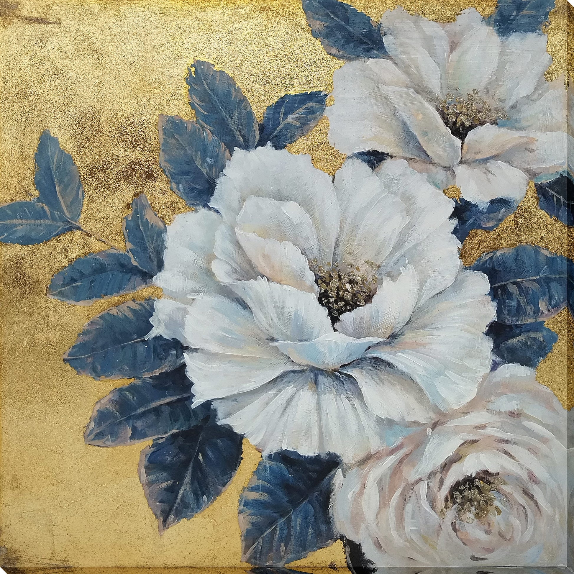 Gilded Petals Hand-Embellished Wrapped Canvas w/Foil
