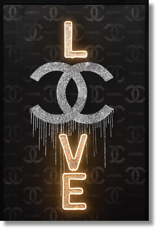 Dripping Devotion Mixed Media Artwork'' Hand-painted LED in Frame