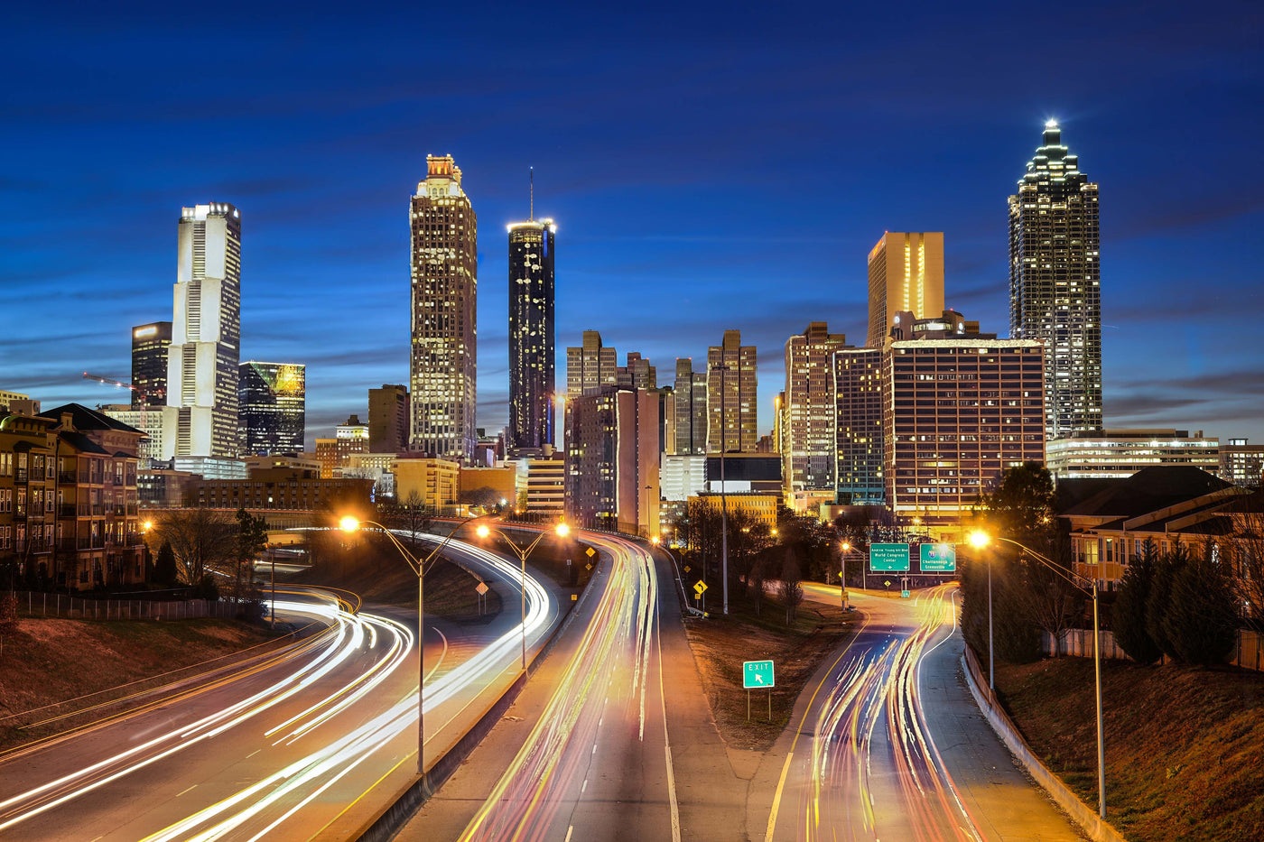 ''Atlanta at Night'' Tempered Glass