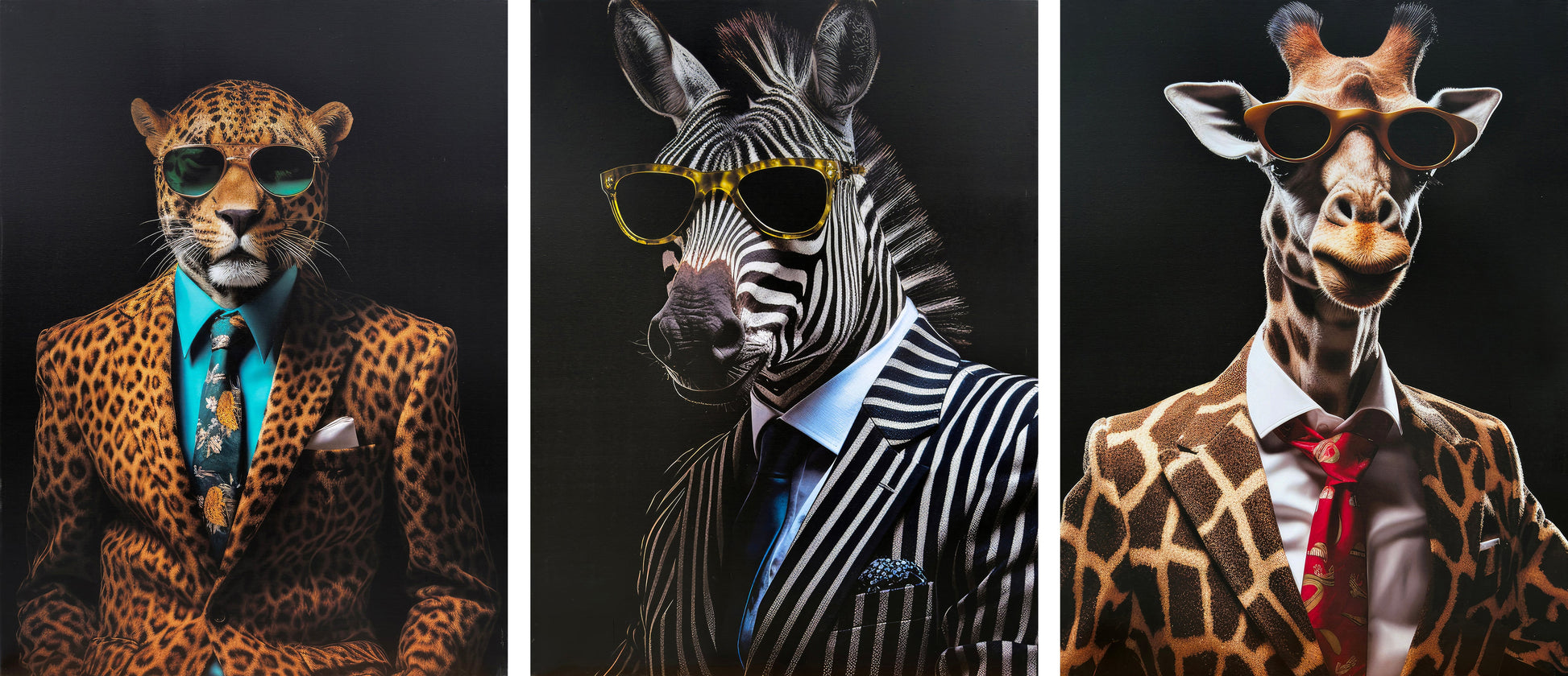 ''Dapper Safari Gentlemen'' Wrapped Canvas (set)