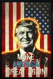''Neon MAGA'' Hand-painted LED in Frame