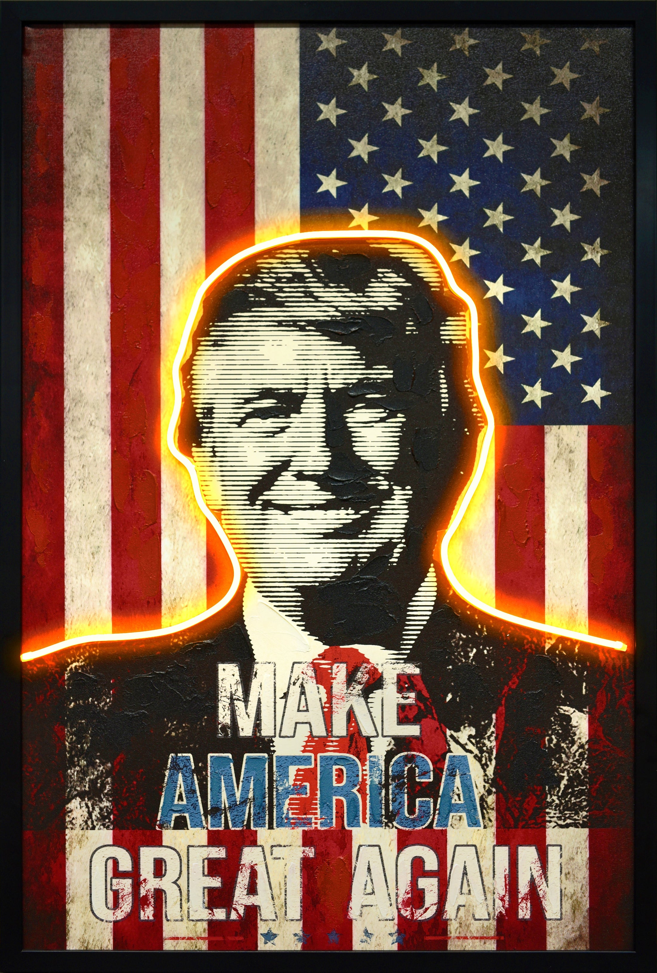 ''Neon MAGA'' Hand-painted LED in Frame