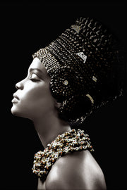 ''Woman Side Profile Rhinestones'' Tempered Glass