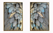 ''Gilded Plume Harmony Set'' Hand-painted Canvas in Frame (set)