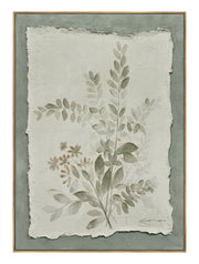 ''Flowers on Paper II'' Hand-painted Canvas in Frame