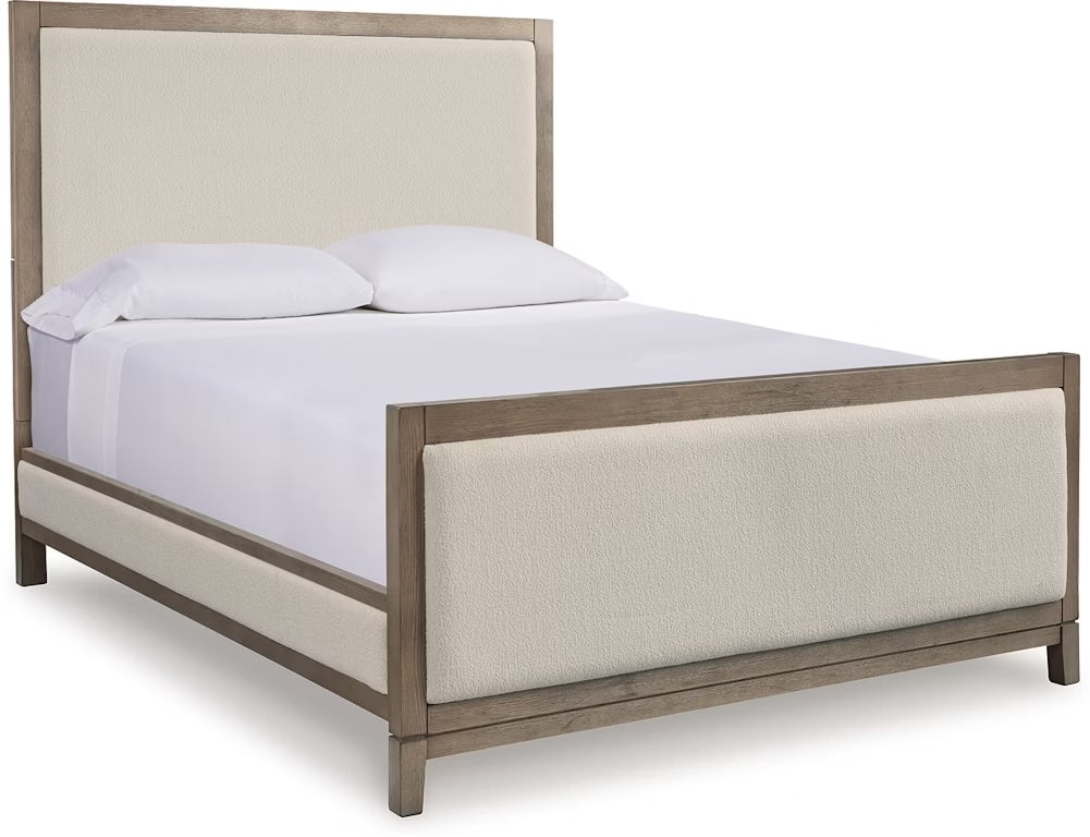 Cama Queen Chrestner con panel tapizado