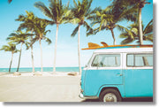 ''Beachside Surf Van Art'' Tempered Glass