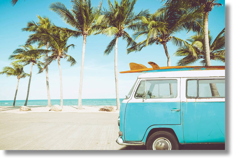 ''Beachside Surf Van Art'' Tempered Glass