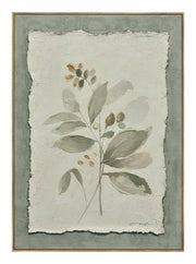 ''Flowers on Paper I'' Hand-painted Canvas in Frame