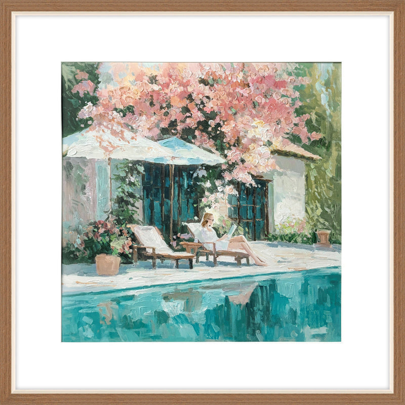 Poolside Blossom II Hand-Embellished Print in Frame