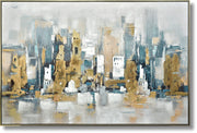 ''Golden Skyline Reverie'' Hand-painted Canvas in Frame