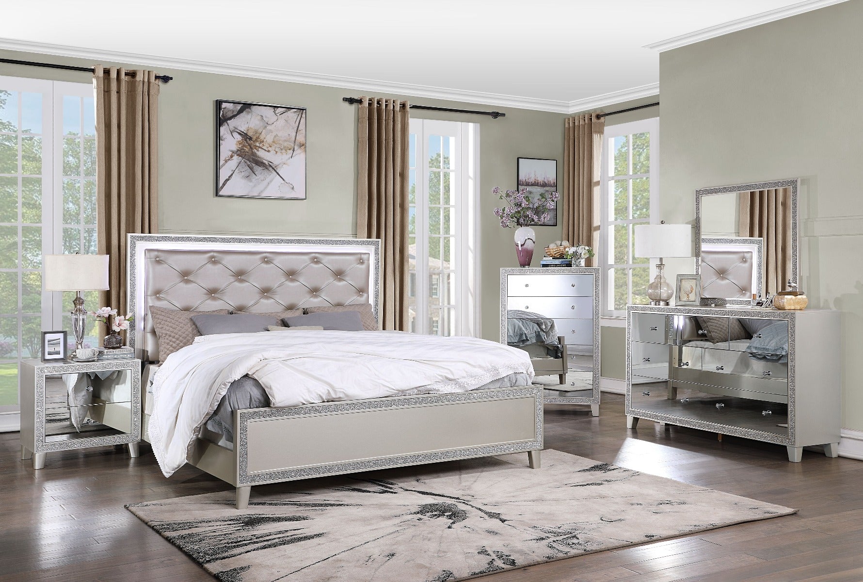 Cama tapizada Sliverfluff con LED