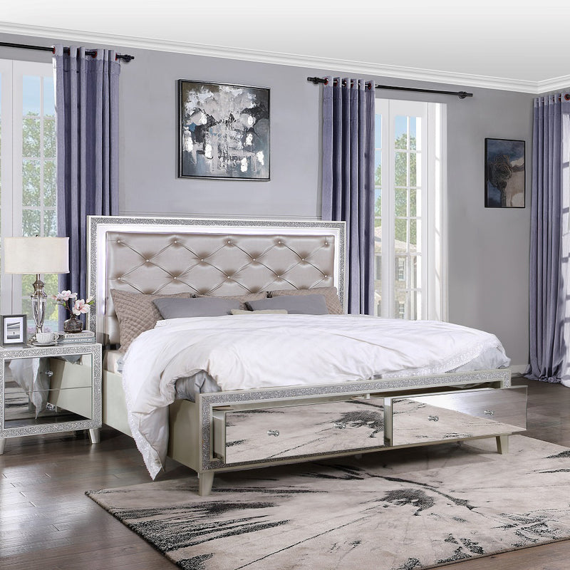 Cama tapizada con almacenaje Sliverfluff