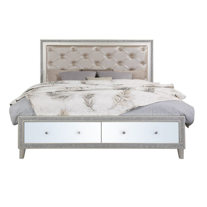 Cama tapizada con almacenaje Sliverfluff