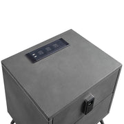 Mesita de noche Doris de 22" de alto en cuero de grano superior con USB y cerradura eléctrica
