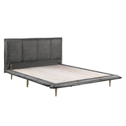 Metis Queen Bed - Gray Top Grain Leather