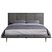 Metis Queen Bed - Gray Top Grain Leather
