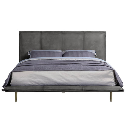 Metis Queen Bed - Gray Top Grain Leather