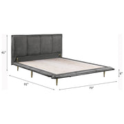 Metis Queen Bed - Gray Top Grain Leather
