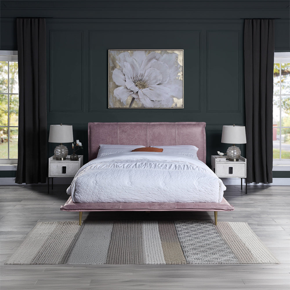 Metis Queen Bed - Pink Top Grain Leather