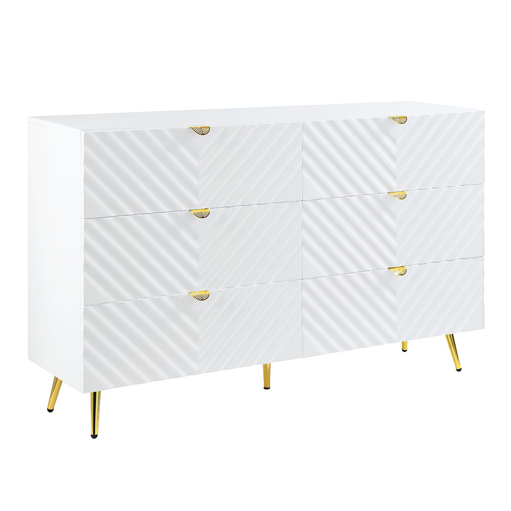 Gaines Dresser - White High Gloss (55"W x 18"D x 34"H)