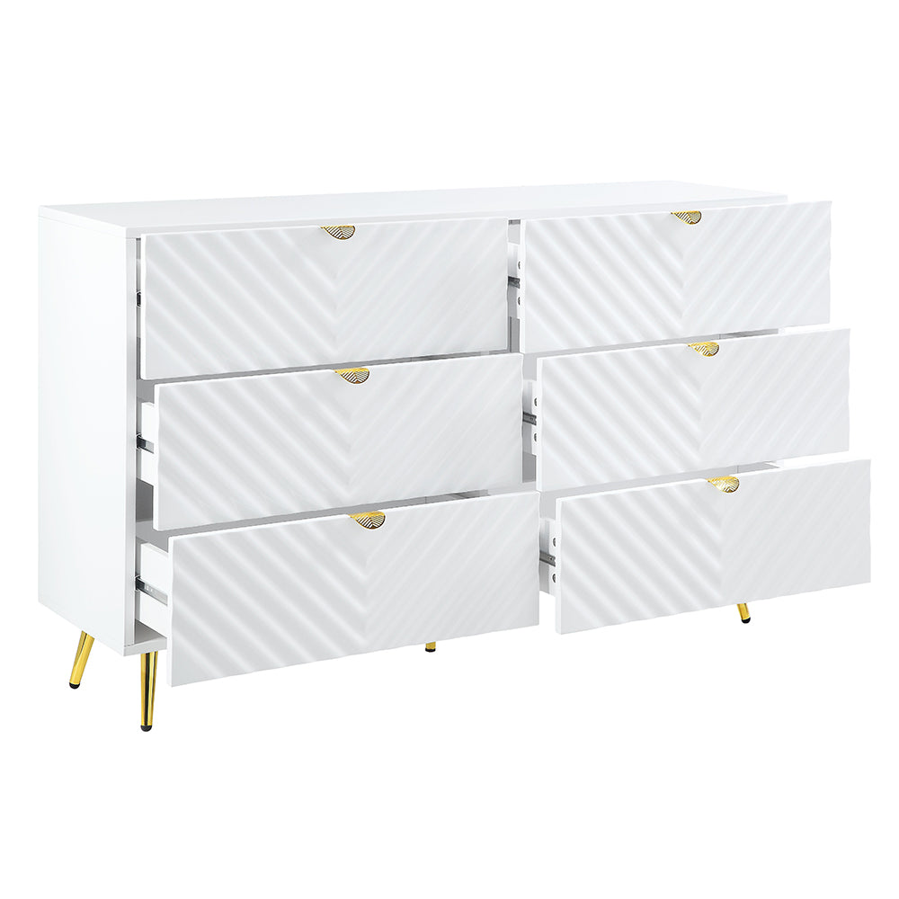 Gaines Dresser - White High Gloss (55"W x 18"D x 34"H)