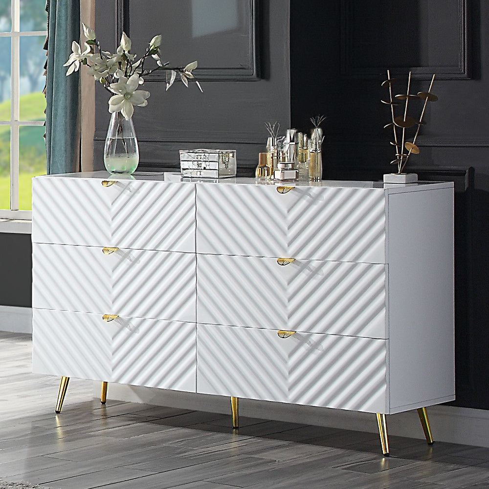 Gaines Dresser - White High Gloss (55"W x 18"D x 34"H)