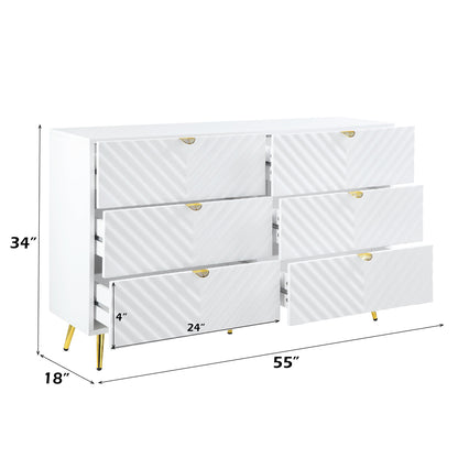 Gaines Dresser - White High Gloss (55"W x 18"D x 34"H)