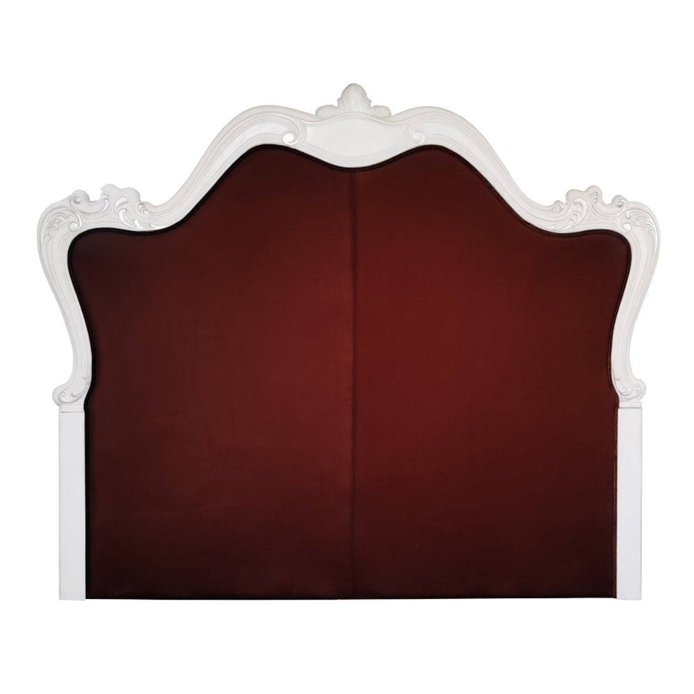 Versailles II Queen Bed - Vintage Gray Leatherette & Bone White