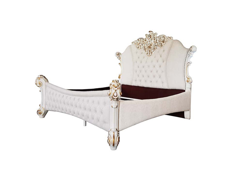 Cama Vendome tapizada con cabecero y pie de cama capitoné