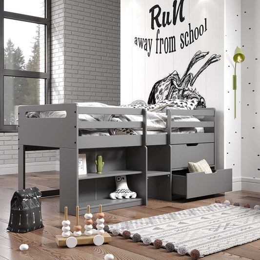 Fabiana Twin Loft Bed 2 Drawers Twin Loft Bed with Storage