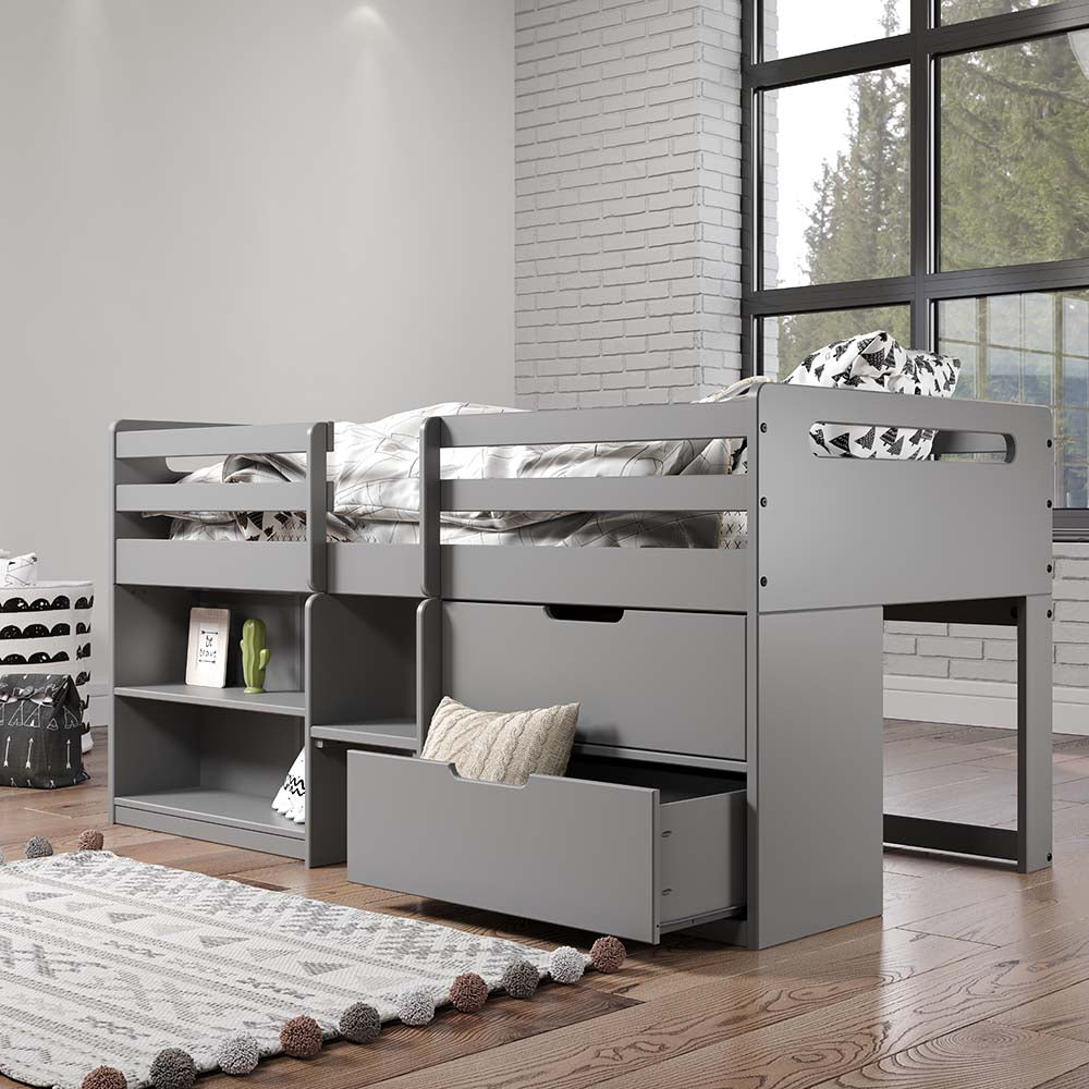 Fabiana Twin Loft Bed 2 Drawers Twin Loft Bed with Storage