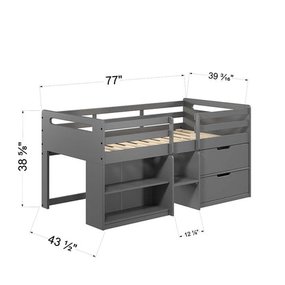 Fabiana Twin Loft Bed 2 Drawers Twin Loft Bed with Storage