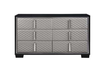Nicola 65" Black 6-Drawer Dresser