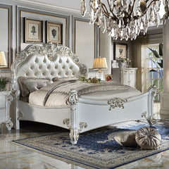 Vendome Eastern King Bed - Leatherette & Antique Pearl