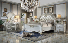 Vendome Eastern King Bed - Leatherette & Antique Pearl