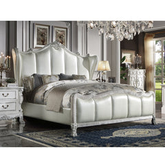 Dresden II California King Bed - Leatherette & Bone White