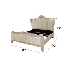 Dresden II California King Bed - Leatherette & Bone White