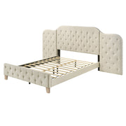 Cama tapizada con paneles de lino Ranallo