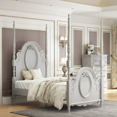 Cama adolescente Flora de madera maciza con dosel