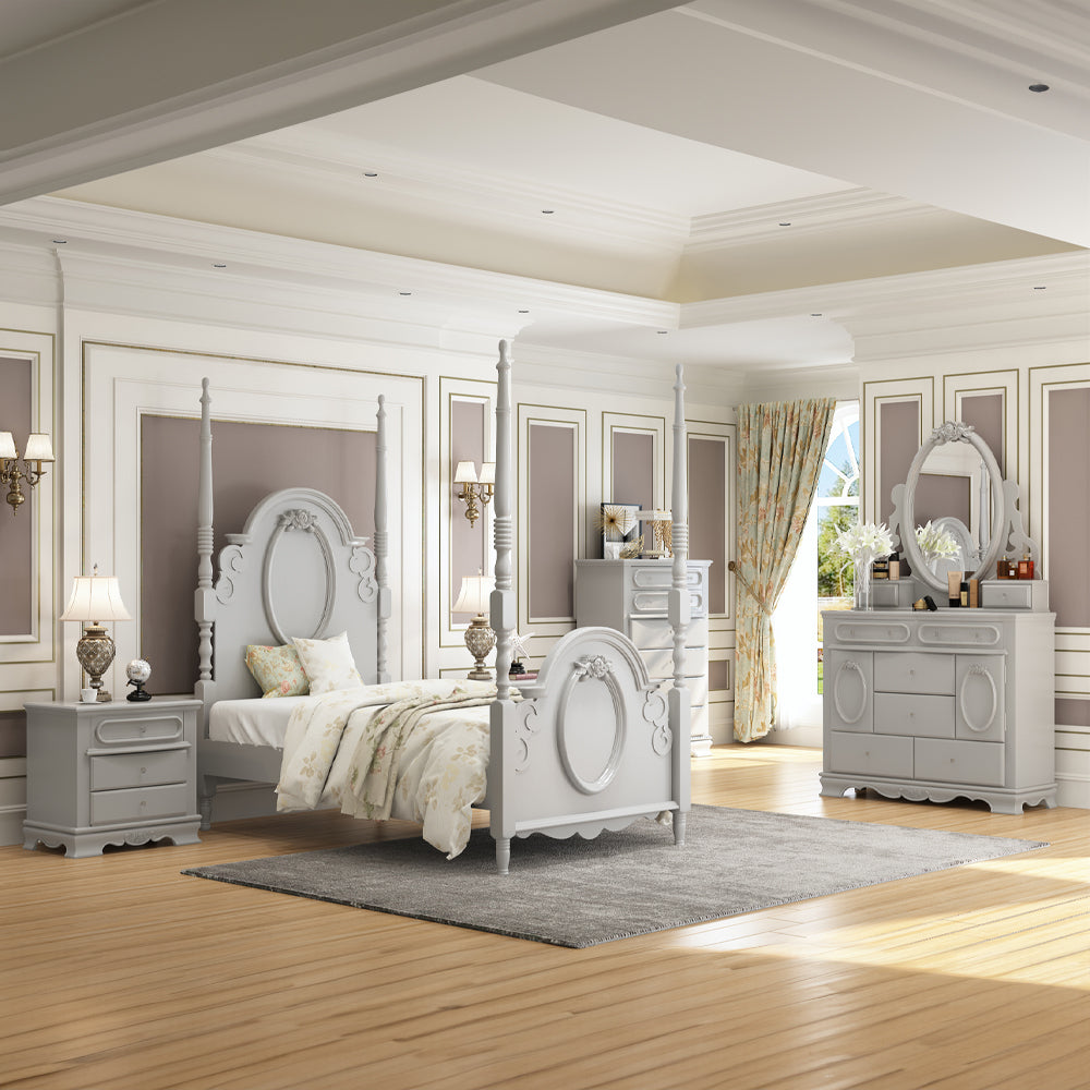 Cómoda Flora de 6 cajones y 132 cm de largo con puerta